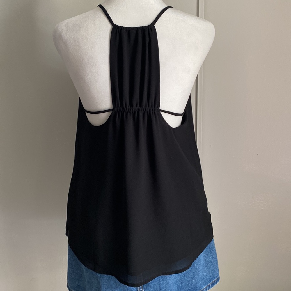 Naked Zebra Ladies Black Chiffon Strappy Racerback Dressy Tank Blouse